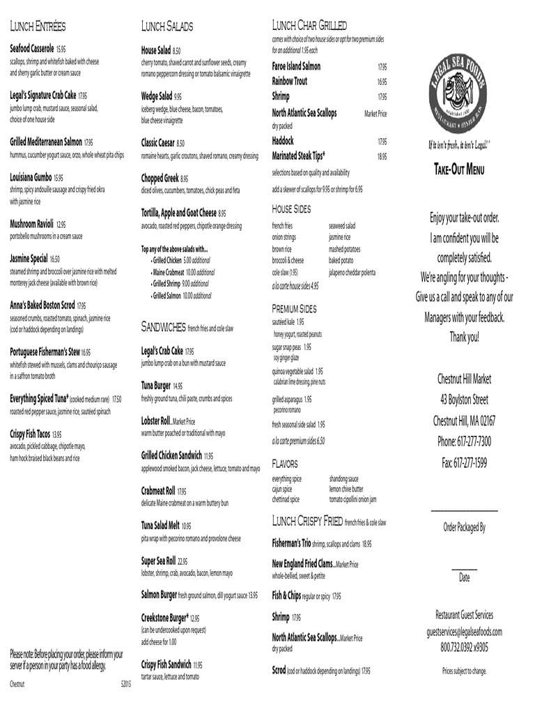 Take Out Menu Chestnut18 | PDF | Salad | Foods