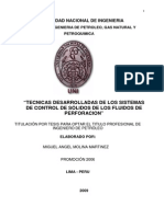 Tecnicas Desarrolladas de Los Sistemas de Control de Sólidos de Los Fluidos de Perforacion