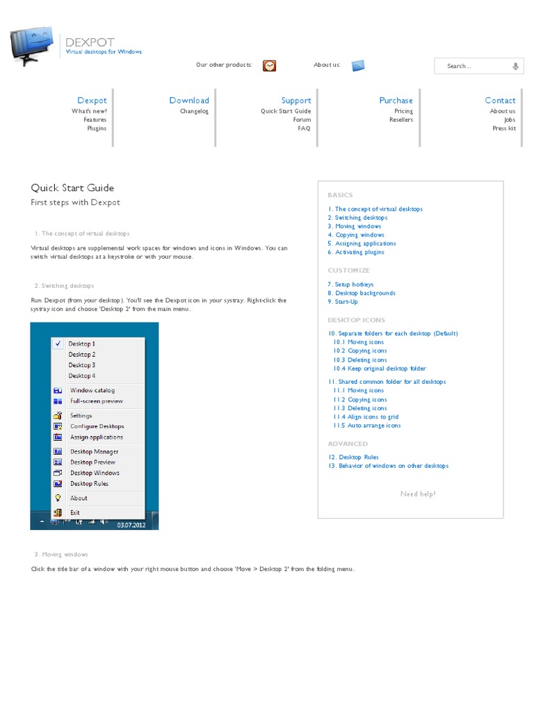 Dexpot - Virtual Desktops For Windows - Quick Start Guide | PDF | Icon ...