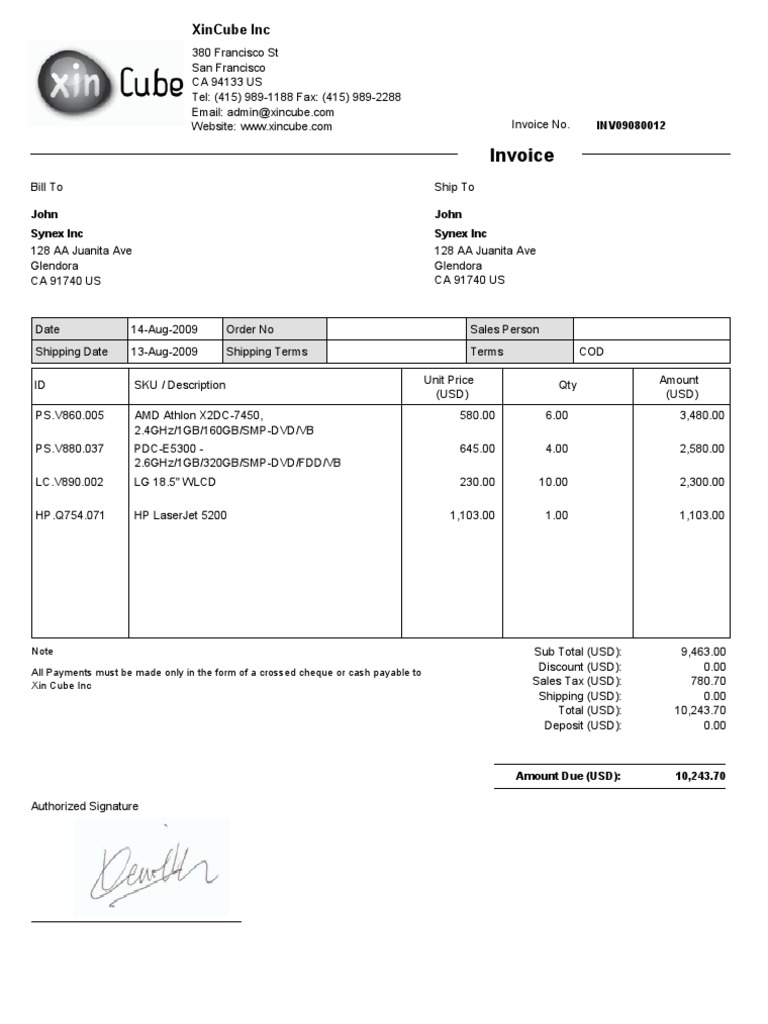 Invoice Template  PDF  Invoice  Services (Economics) For Singapore Invoice Template