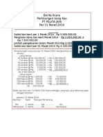 Perhitungan Kas PT Pelita Jaya 31 Maret 2014