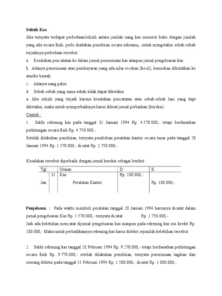 Selisih Kas