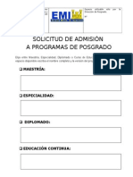 Formulario Solicitud de Admisión 2015