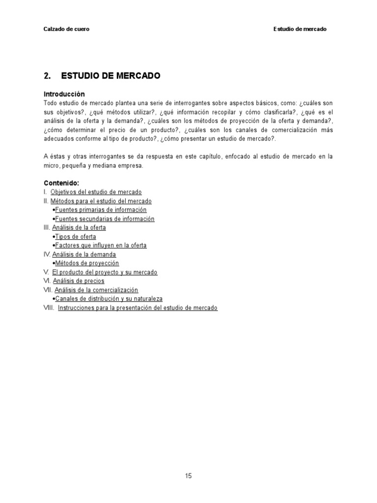 CALZADO - Cap (2) Estudio de Mercado | PDF | Oferta (economía) | Mercado  (economía)