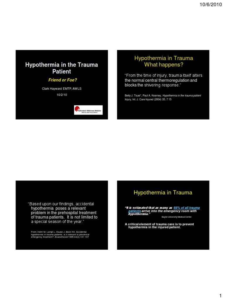 Managing Hypothermia in Trauma Patients | PDF | Hypothermia | Major Trauma