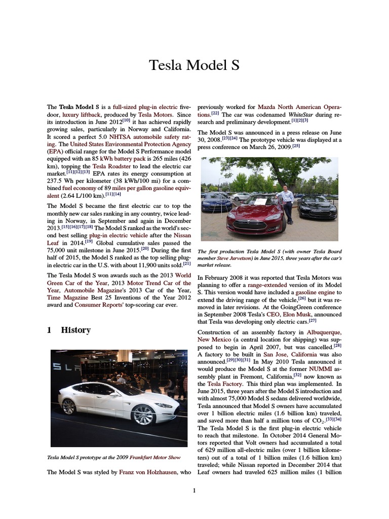 Tesla Model S: Luxury Electric Sedan | PDF | Tesla Model S | Electric Car