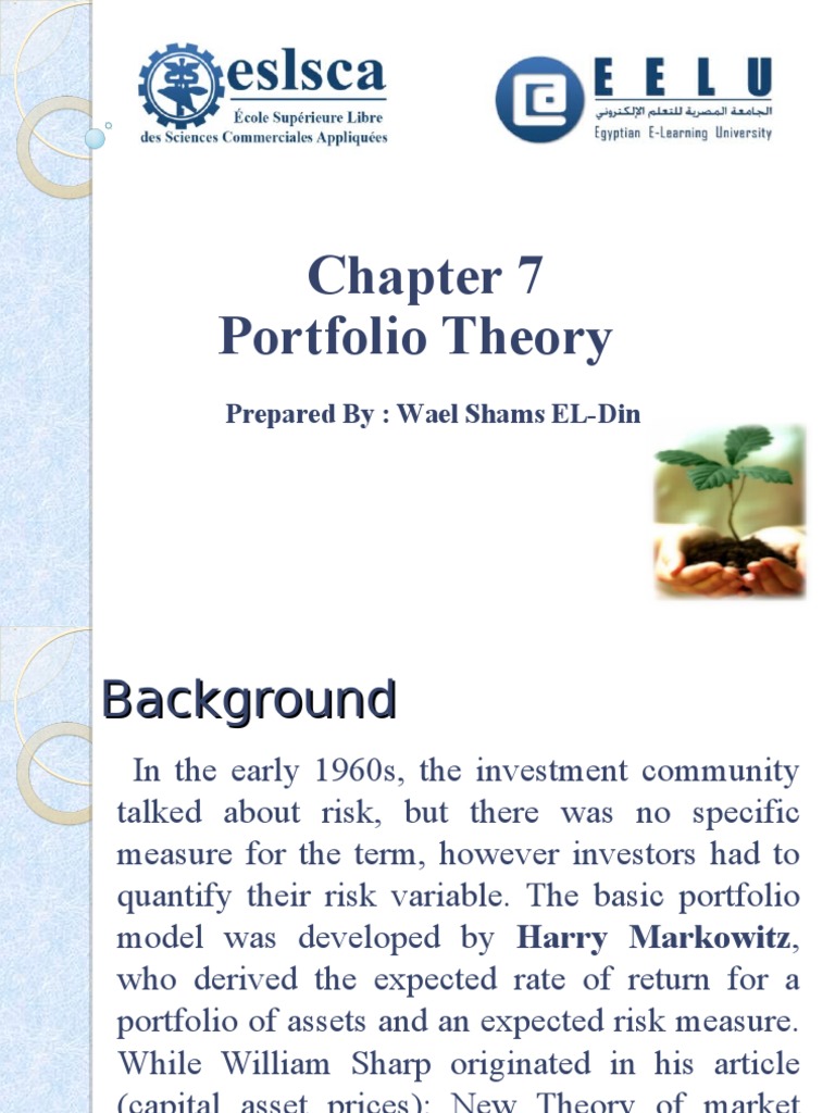 Chapter 7 Portfolio Theory: Prepared By: Wael Shams EL-Din | PDF ...