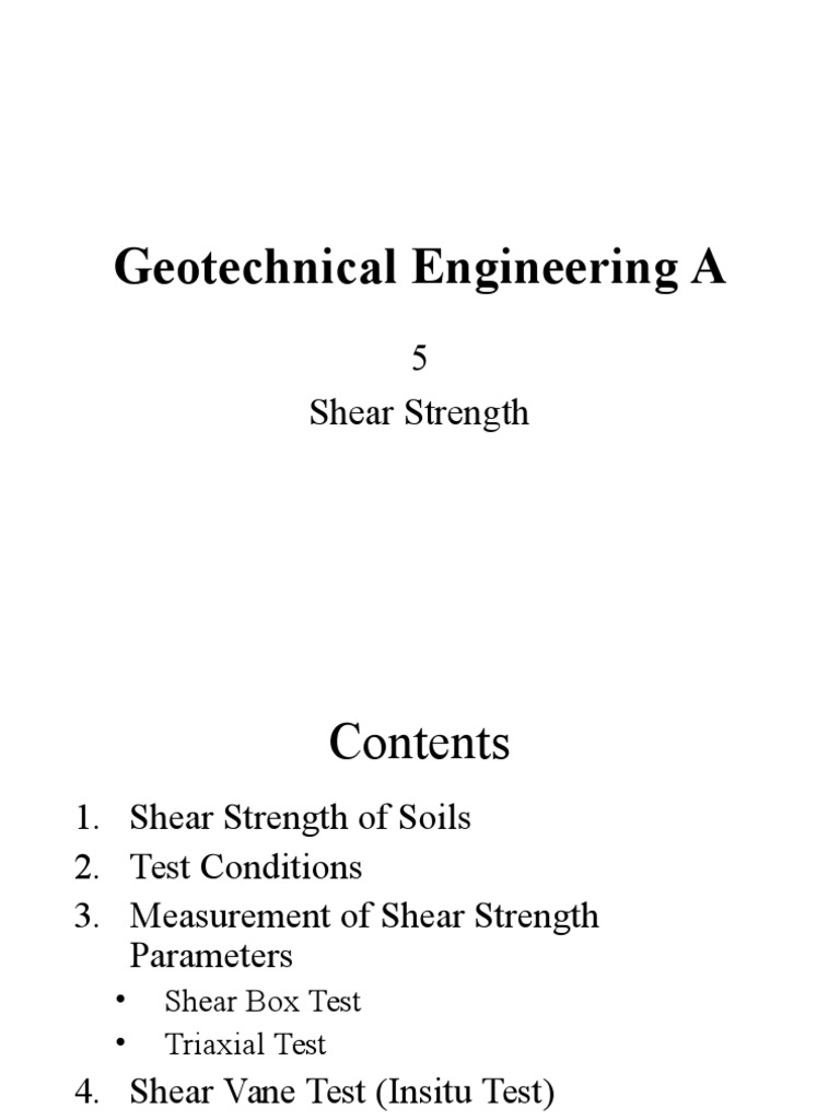 Geotechnical Engineering A: 5 Shear Strength | PDF | Stress (Mechanics ...