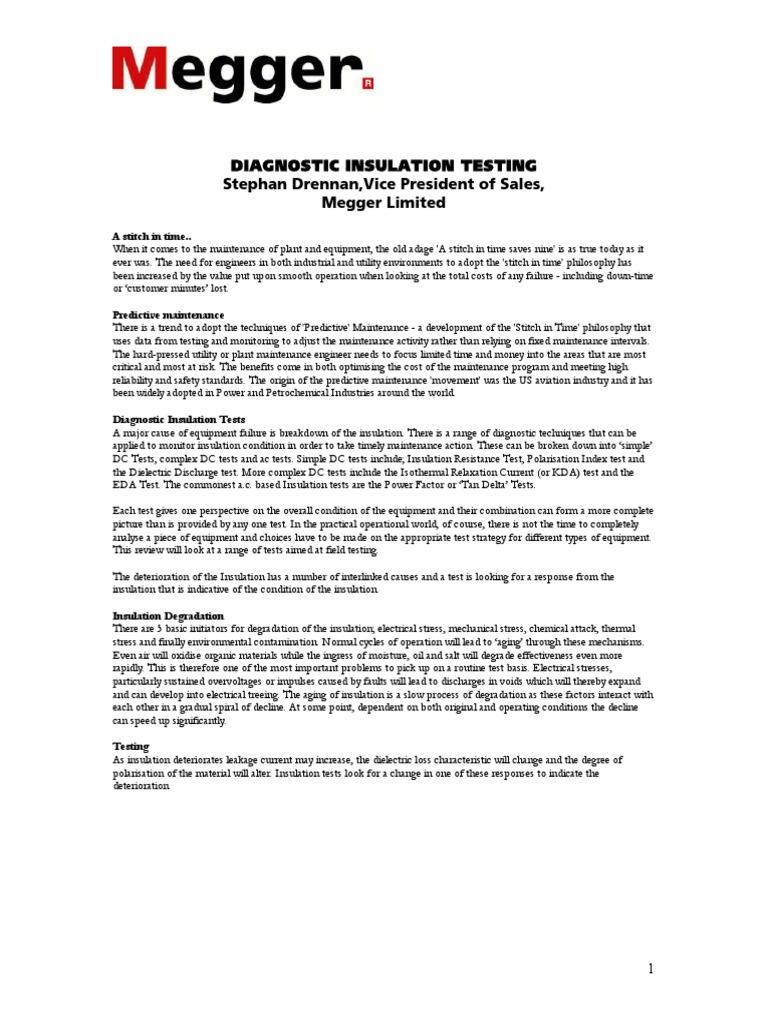 Diagnostic Insulation Testing Techniques | PDF | Capacitor | Insulator ...