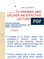 How To Prepare and Deliver An Effective Lecture?: Parul University