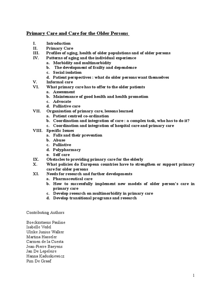 Draft PP Primarye Care and Care For The Older Persons | PDF ...