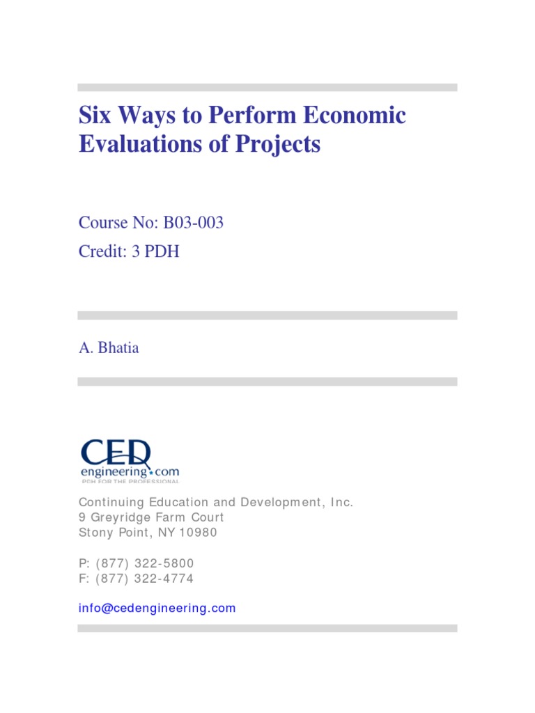 Economic Evaluation Techniques for Projects | PDF | Net Present Value ...