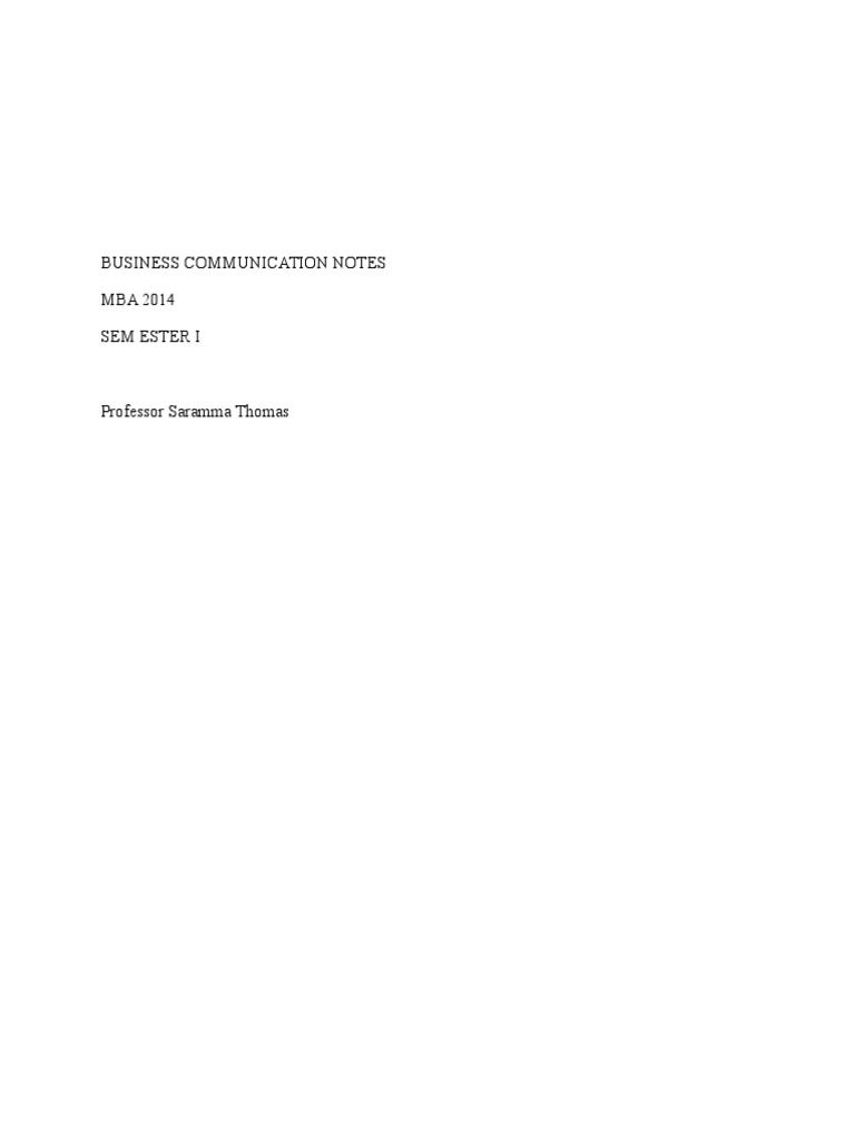 MBA Business Communication Guide | PDF | Nonverbal Communication ...