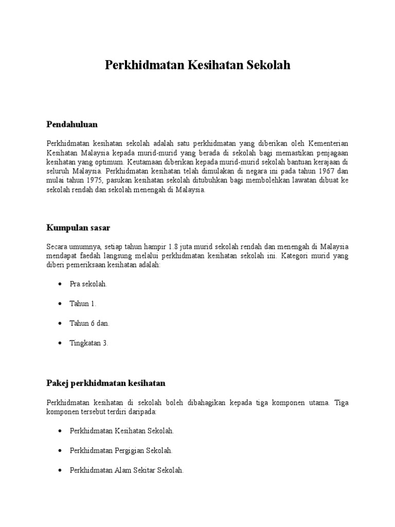 Perkhidmatan Kesihatan Sekolah