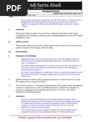 Iso 9001 Operational Procedure Qop 56 01 Management Review Pt Asa