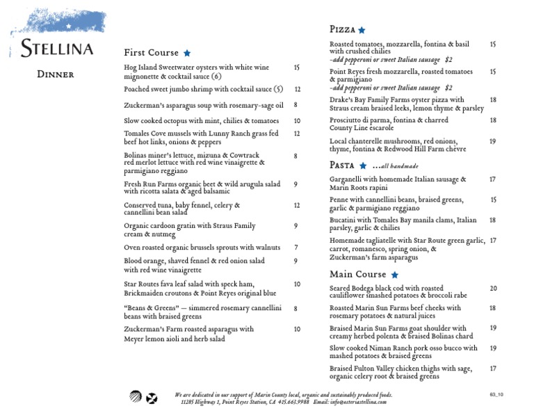 Seasonal Organic Italian Cuisine Menu | PDF | Sausage | Salad