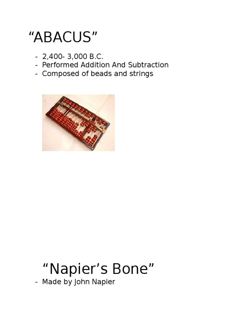 Early Calculating Devices Overview | PDF | Social Science | Home & Garden