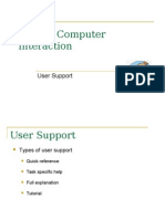 Human Computer Interaction: User Support