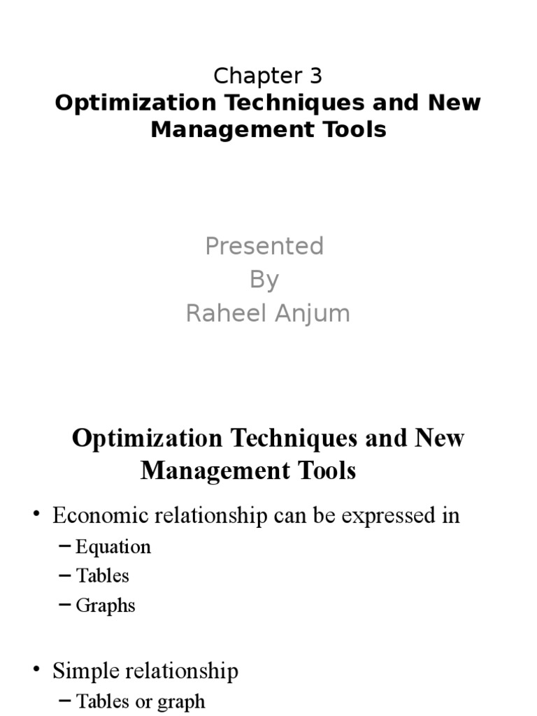 CH 3 Optimization Techniques and New Management Tools | PDF | Slope ...