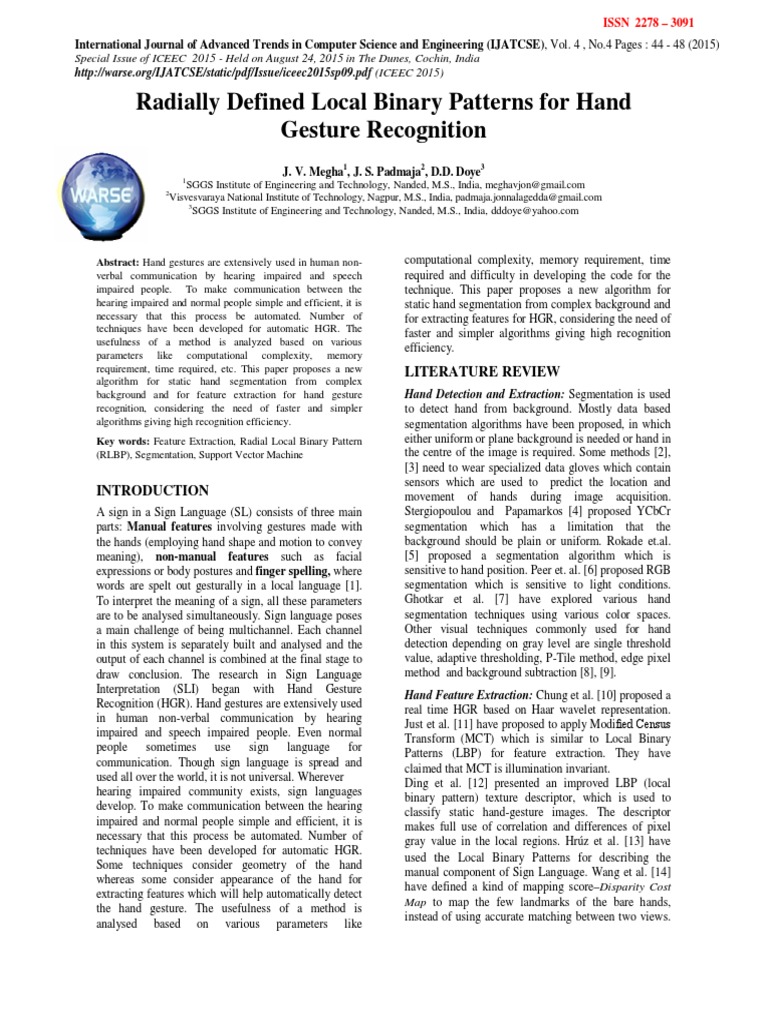 Hand Gesture Recognition Using RLBP | PDF | Image Segmentation | Sign ...
