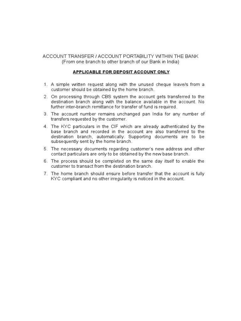 Seamless Bank Account Transfer Process | PDF