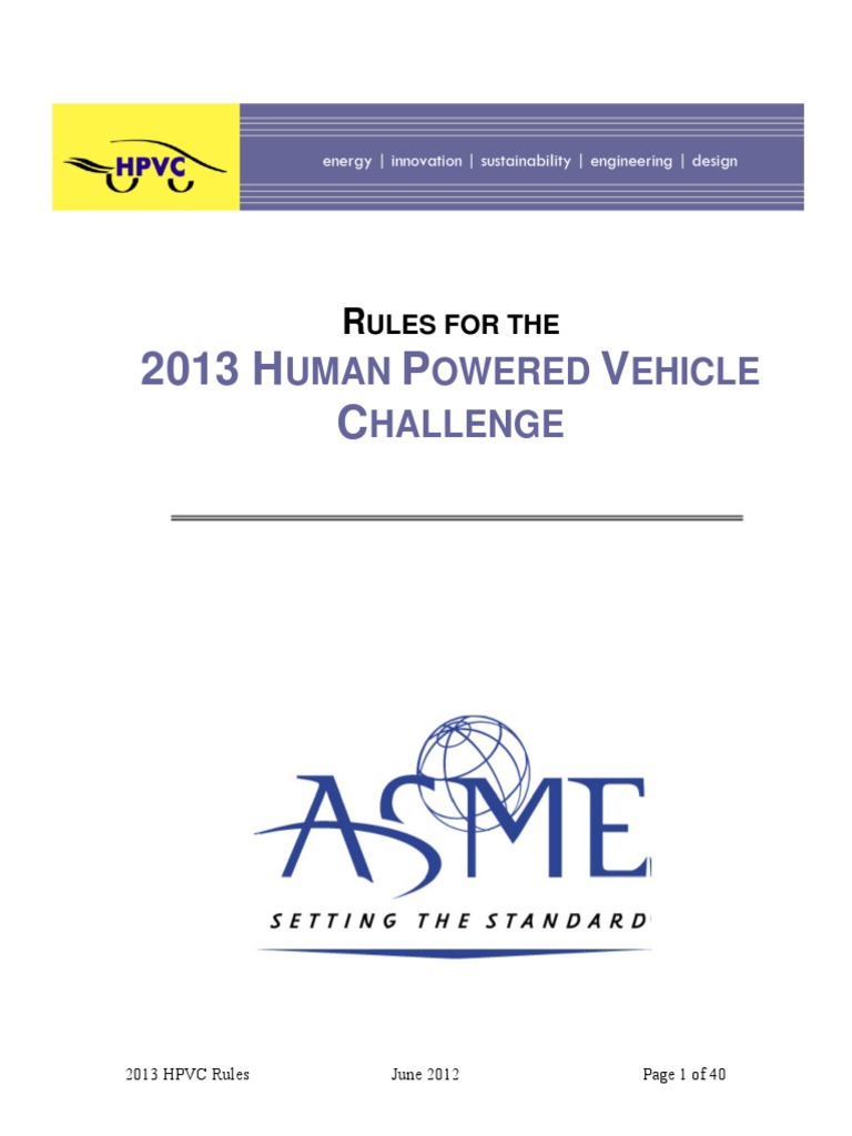 2013 HPVC Competition Rules | PDF | Technology & Engineering