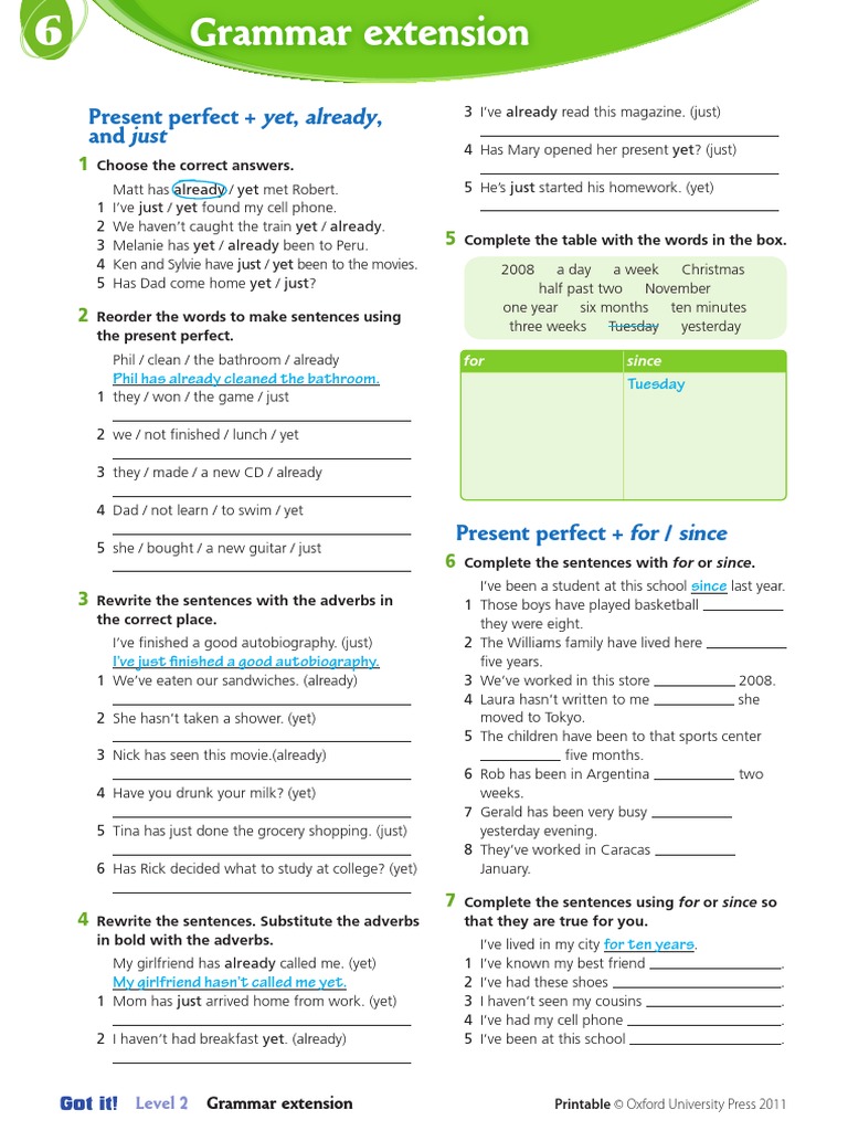 Level 2 Grammar Extension 6 | PDF