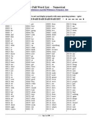 Frequencia de Palavras No Ingles, PDF