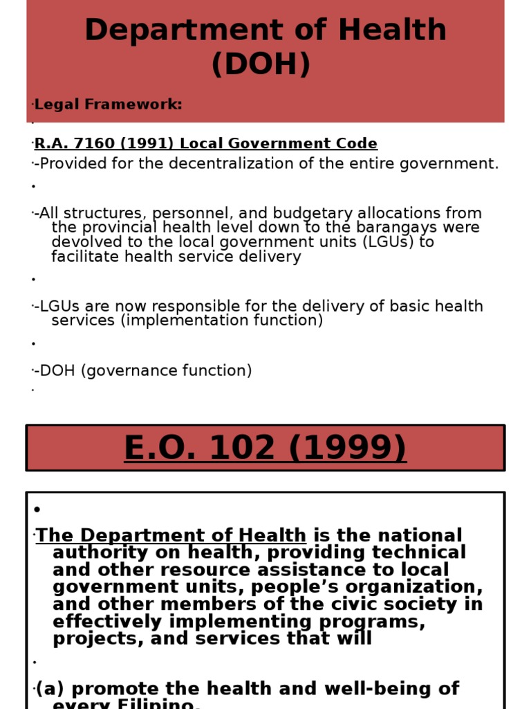 Department of Health (DOH) Public Health Health System