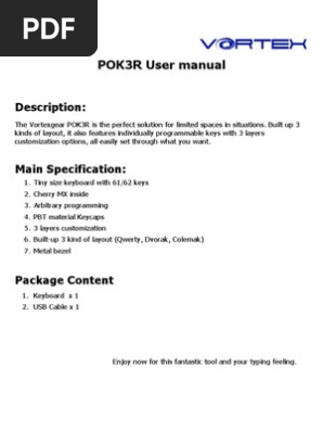 Pok3r User Manual Computer Keyboard Human Computer Interaction