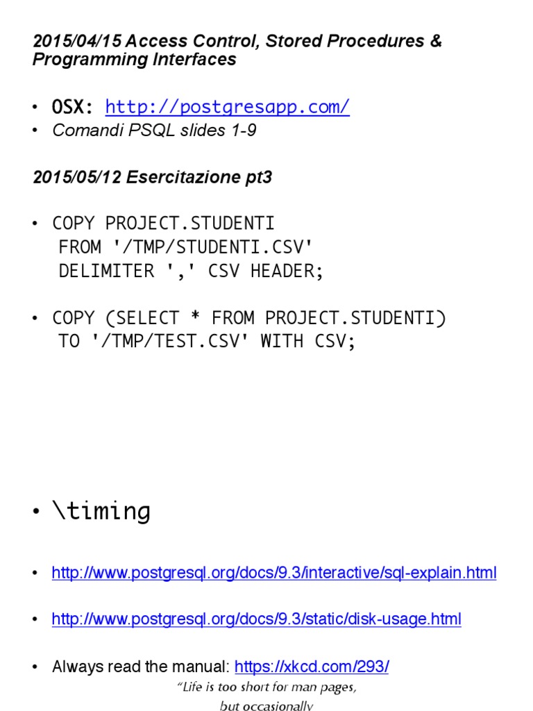 PostgreSQL Access Control & Commands | PDF
