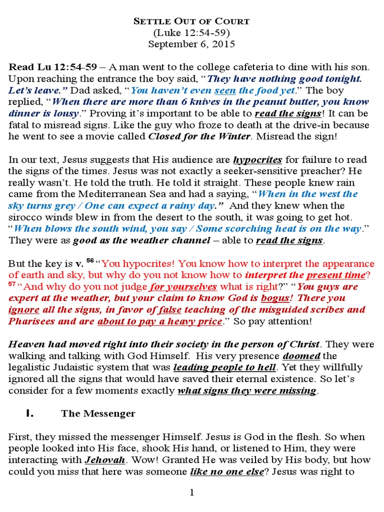 Interpreting Signs in Luke 12:54-59 | PDF | John The Baptist | Christianity