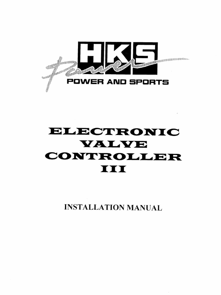 HKS EVC III Boost Controller Installation Manual PDF