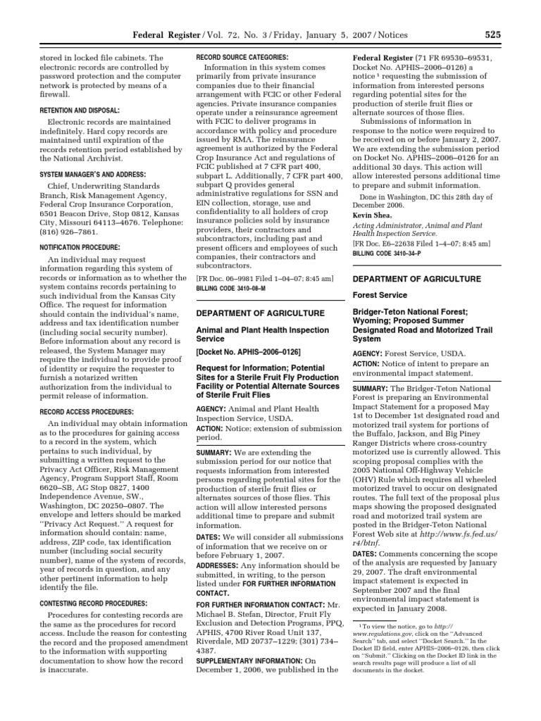Federal Register / Vol. 72, No. 3 / Friday, January 5, 2007 / Notices ...