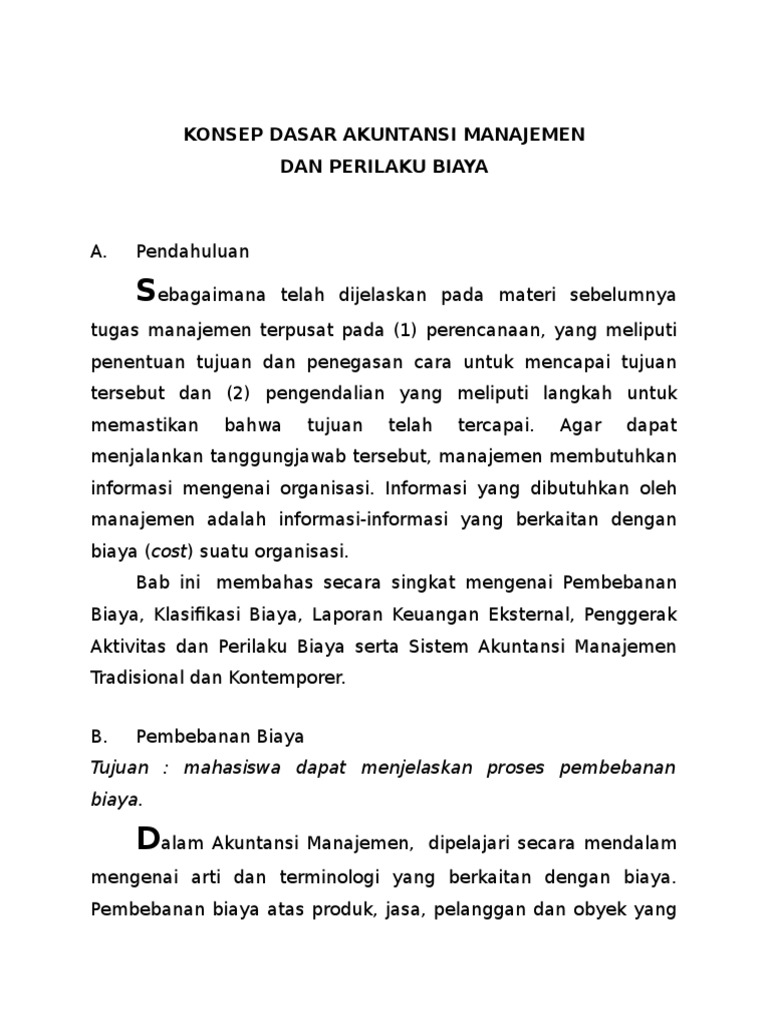 Konsep Dasar Akuntansi Manajemen