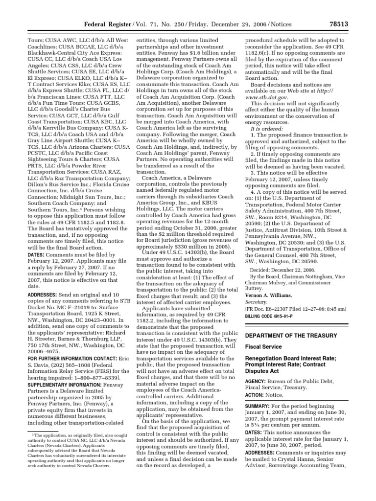 Notice Interest Rates Renegotiation Board and Prompt Payment Rates PDF Office Of Foreign