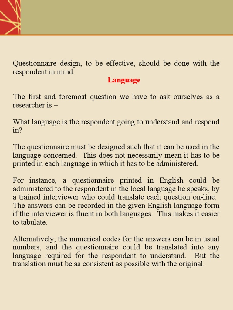 Questionnaire Construction Level Of Measurement Question