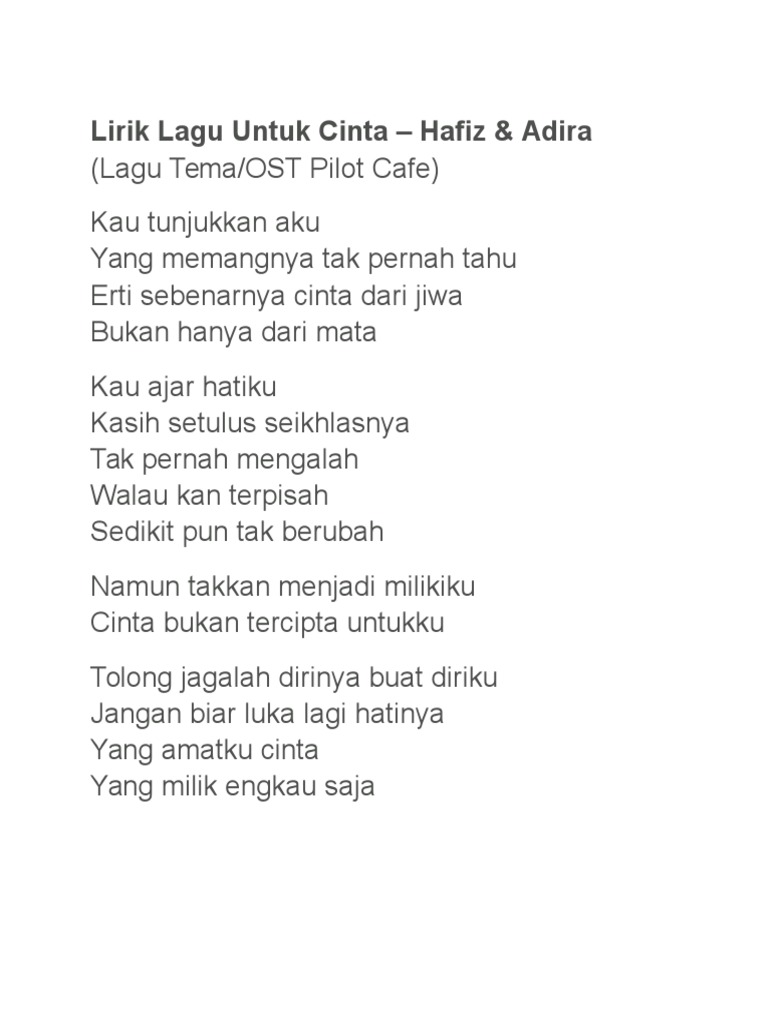 Lirik Lagu Untuk Cinta Pdf