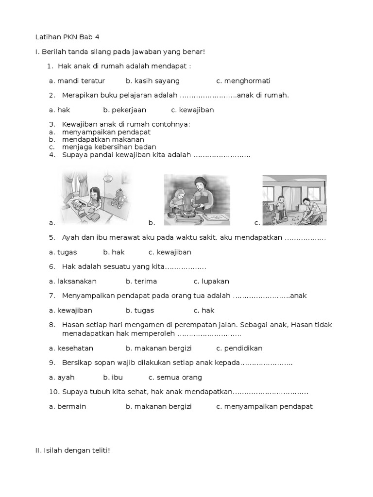 Soal PKN Kelas 1