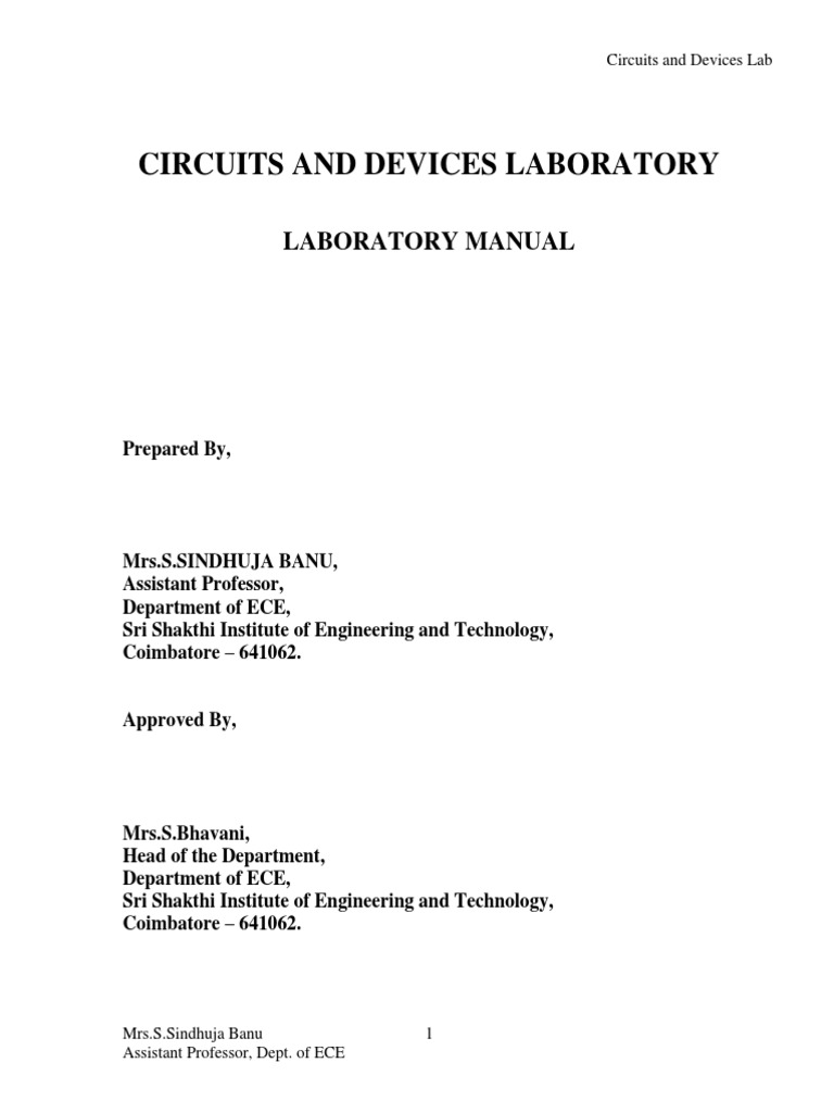 Circuits & Devices Lab Manual | Field Effect Transistor | Bipolar Junction  Transistor
