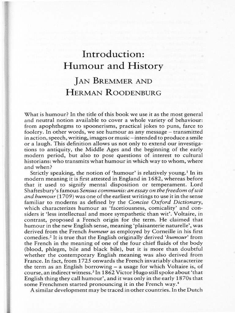 Humour and History - Jan Bremmer and Herman Roodenburg | PDF