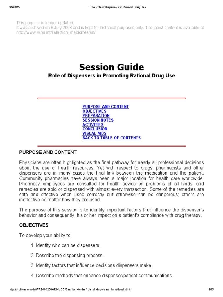 The Role of Dispensers in Rational Drug Use PDF PDF Medical