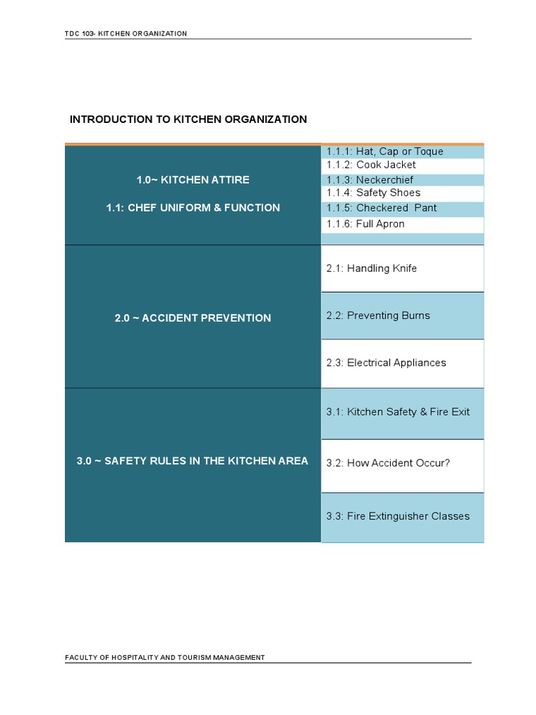Kitchen Organization and Safety Guide | PDF