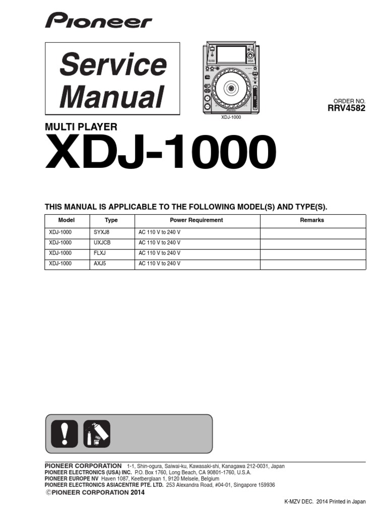 XDJ-1000 Service Manual Overview | PDF | Manufactured Goods