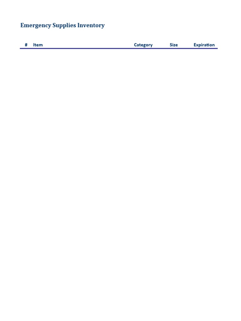 Emergency Supplies Inventory Checklist | PDF