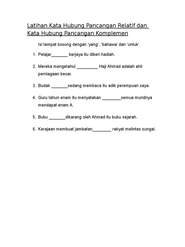 Kata hubung tahun 6