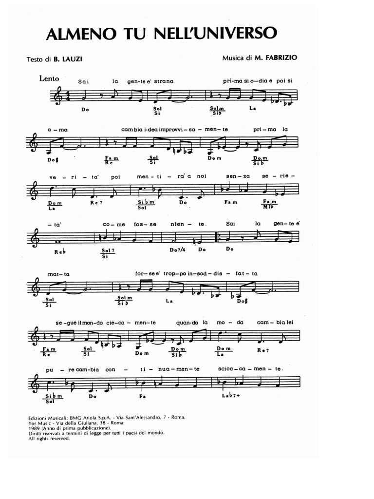 Il Cielo In Una Stanza Spartito Pdf