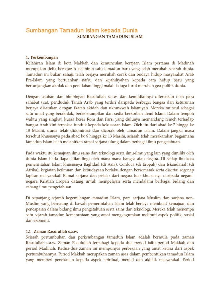 Sumbangan Tamadun Islam Pdf