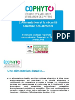 L&#039 Alimentation Et La Sécurité Sanitaire Des Aliments - Séminaire Du 30/05/2013