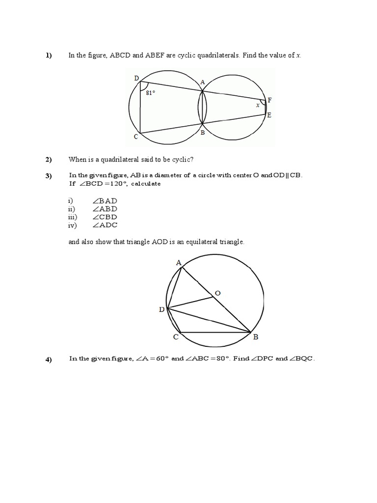 Circles - Cyclic Quadrilaterals | PDF | Teaching Methods & Materials